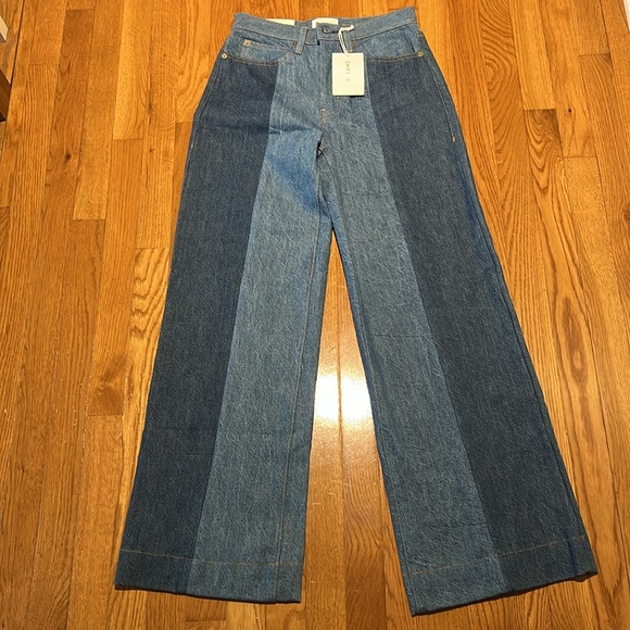 NWT FRAME Atelier Pixie Pieced 1978 Patchwork Panel High Rise Wide Leg Jean Gale - Picture 9 of 9